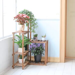 Wooden plant stand 3-tier flower shelf Indoor outdoor plant display Multi-layer plant rack Corner plant stand