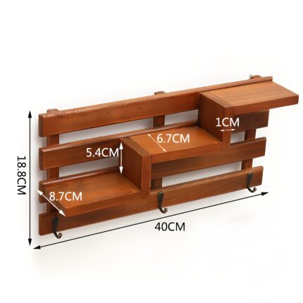" Wall-mounted wooden shelf Rustic key holder Entryway decorative organizer Floating plant shelf Modern wall decor organizer"