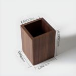 "Minimalist pen holder Wooden desk organizer Rustic office accessories Natural wood pencil holder Stylish workspace organization"