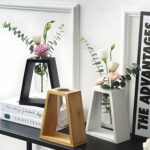 " Minimalist propagation vase Scandinavian test tube flower vase Wooden frame floral decor Single-stem glass vase display Compact indoor propagation tools"