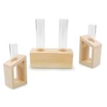 " Propagation station set Minimalist wooden test tube vases Modern plant propagation tools Decorative plant root display set Geometric glass and"