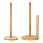 "Bamboo kitchen accessories Paper towel holder for countertops Modern bamboo paper towel organizer Eco-friendly kitchen decor Minimalist bamboo kitchen essentials"