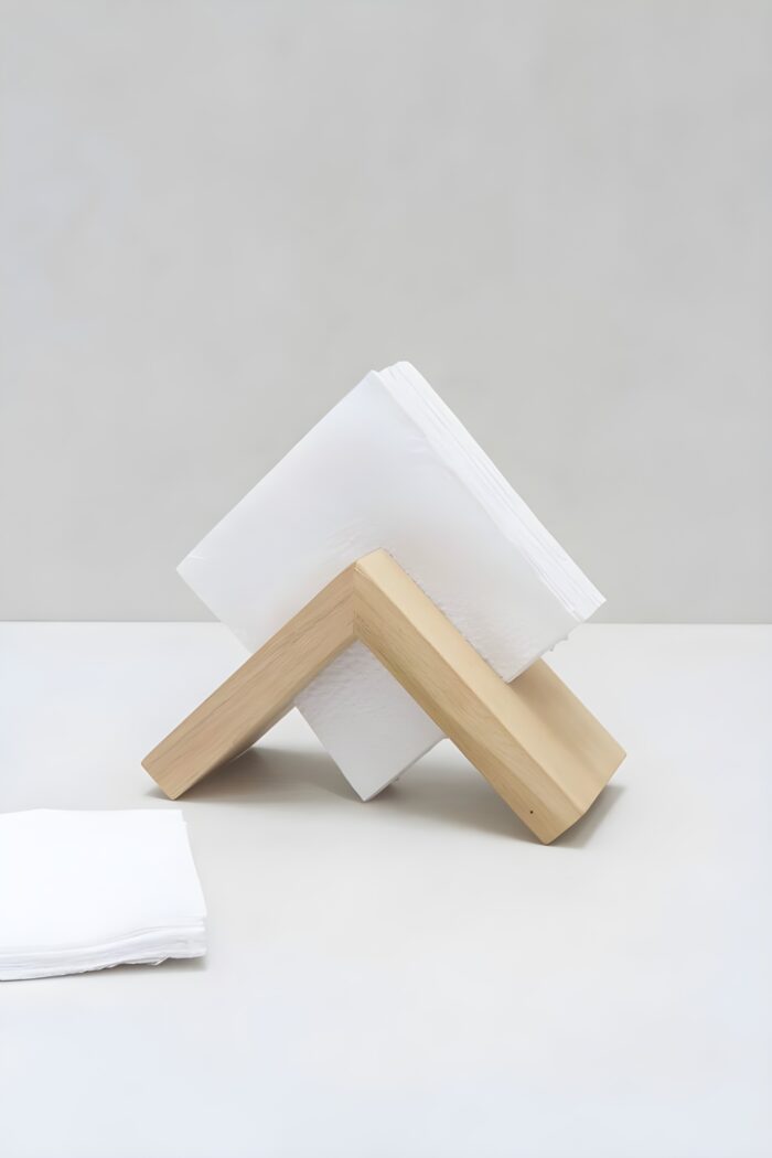 "Wooden napkin holder Minimalist napkin holder for tables Geometric wooden decor Eco-friendly tabletop accessories Modern tissue organizer"