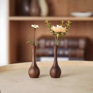 Wooden bud vase Minimalist flower vase Natural wood decor Decorative tabletop vases Handcrafted wooden vases