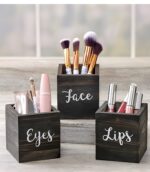 " Makeup organizer Wooden makeup storage Vanity organizer Beauty storage solution Makeup brush holder Cosmetic organizer Lipstick holder Eye makeup storage Face brush organizer Beauty product storage"
