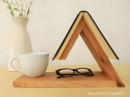"Wooden book stand Hands-free reading rest Aesthetic book holder Minimalist book storage Book lover gifts Wooden home decor Reading accessories Stylish book display Handmade book rest Desk book stand"