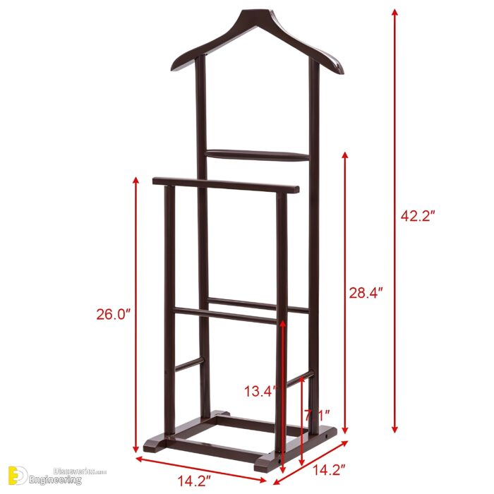 " Wooden valet stand Suit hanger stand Clothing valet organizer Bedroom storage solutions Classic wooden garment stand Space-saving clothes rack Men’s suit organizer Coat and trouser stand Elegant dressing room furniture Wooden wardrobe accessory"