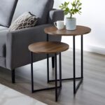 " White and gold nesting tables Modern coffee table set Luxury round side tables Minimalist living room decor Small space furniture solutions"
