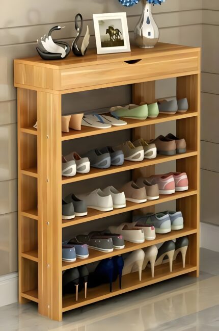 " Wooden shoe rack Multi-tier shoe organizer Shoe storage cabinet Entryway shoe shelf Space-saving furniture Modern hallway organizer Home decor storage solution"
