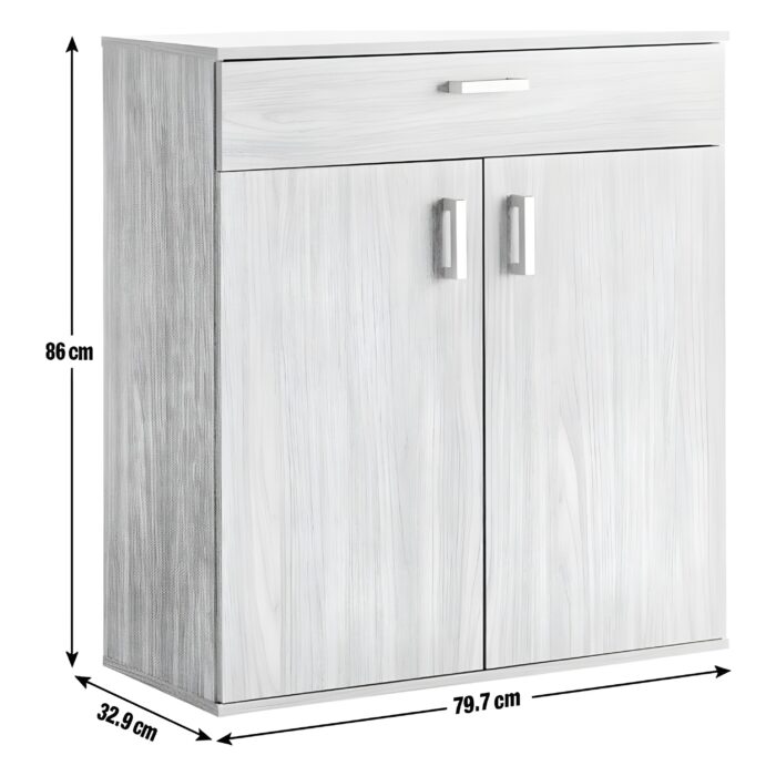 Wooden shoe storage cabinet Modern shoe rack with doors Entryway shoe organizer Shoe cabinet with drawer Minimalist furniture for small spaces Closed shoe storage solution