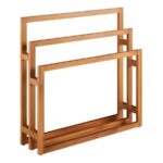 Wooden towel rack 3-tier towel stand Freestanding bathroom organizer Minimalist towel holder Wooden drying rack