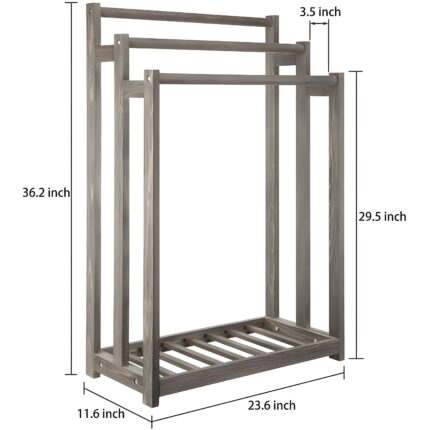 Wooden and metal towel rack Freestanding towel holder 3-tier towel drying stand Modern bathroom towel organizer Wooden stainless steel towel stand