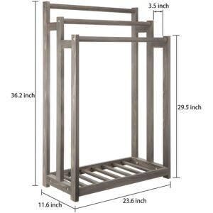 Wooden and metal towel rack Freestanding towel holder 3-tier towel drying stand Modern bathroom towel organizer Wooden stainless steel towel stand